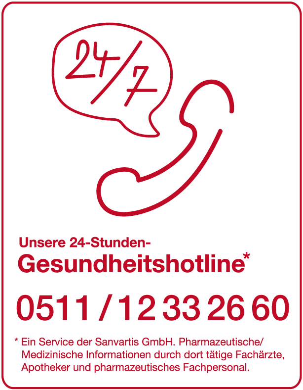 24/7 Gesundheitshotline Tel: 0511 12 33 26 60